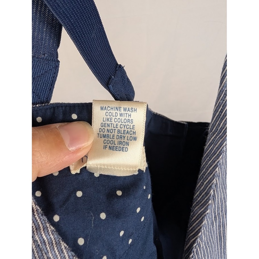 Maurices Blue Pinstripe Cropped Vest Small Crisscross Back Polka Dot Lining - Picture 5 of 10